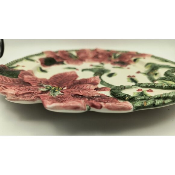 Fitz And Floyd For All Seasons Christmas Poinsettia Ceramic Holiday Serving - Picture 4 of 5